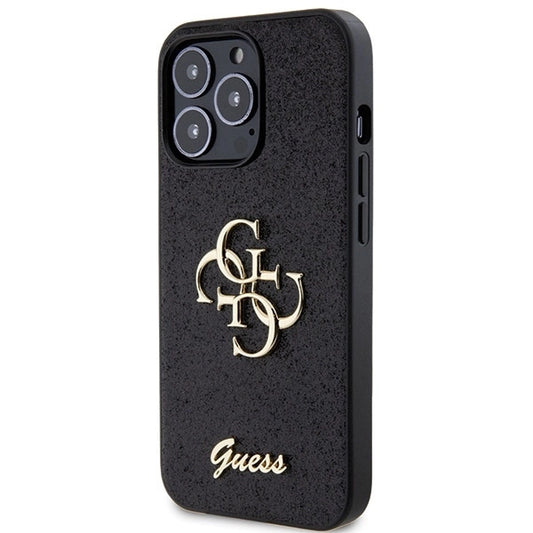 Husă Guess Glitter Script Big 4G pentru iPhone 13 / 13 Pro – Negru