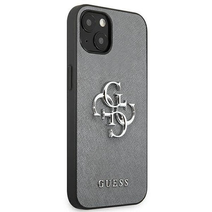 Husă Guess Saffiano 4G cu logo metalic pentru iPhone 13 Mini (5.4”) – Gri