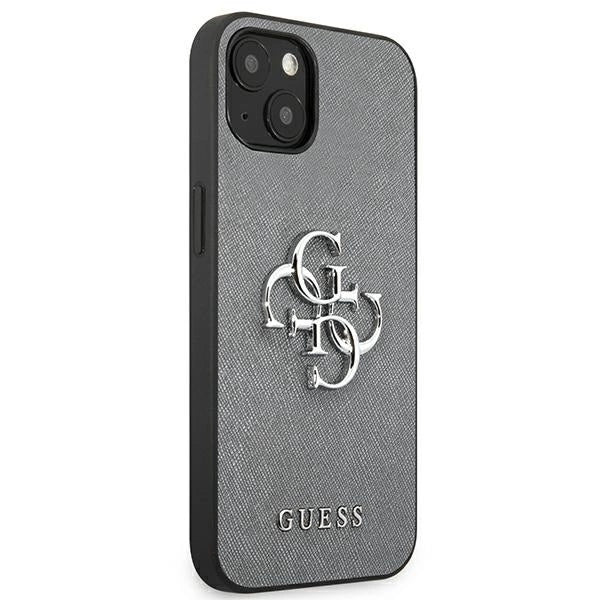 Husă Guess Saffiano 4G cu logo metalic pentru iPhone 13 Mini (5.4”) – Gri