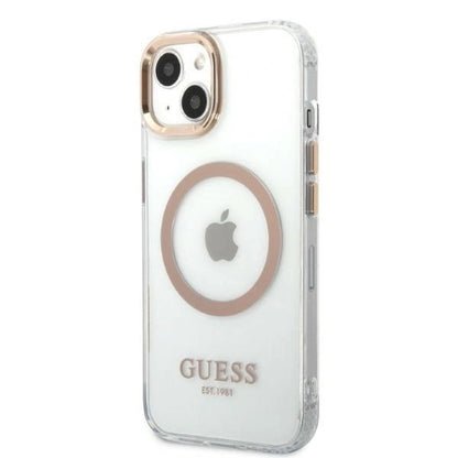 Husă Guess Metal Outline MagSafe pentru iPhone 13 (6.1”) – Auriu
