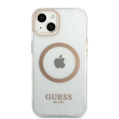 Husă Guess Metal Outline MagSafe pentru iPhone 13 (6.1”) – Auriu