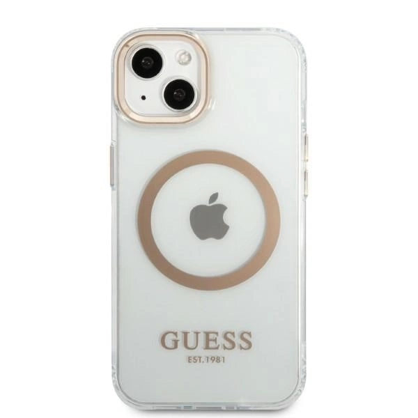 Husă Guess Metal Outline MagSafe pentru iPhone 13 (6.1”) – Auriu