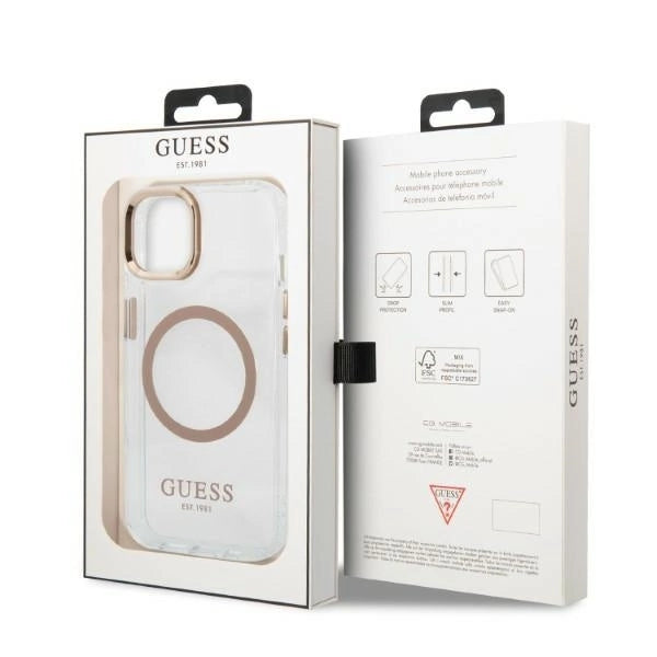 Husă Guess Metal Outline MagSafe pentru iPhone 13 (6.1”) – Auriu