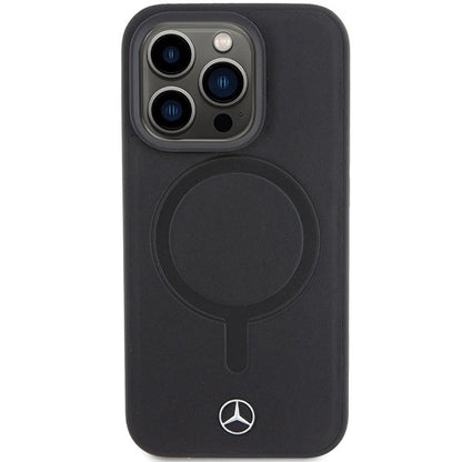 Husă Mercedes Smooth Leather MagSafe pentru iPhone 15 Pro Max – Negru