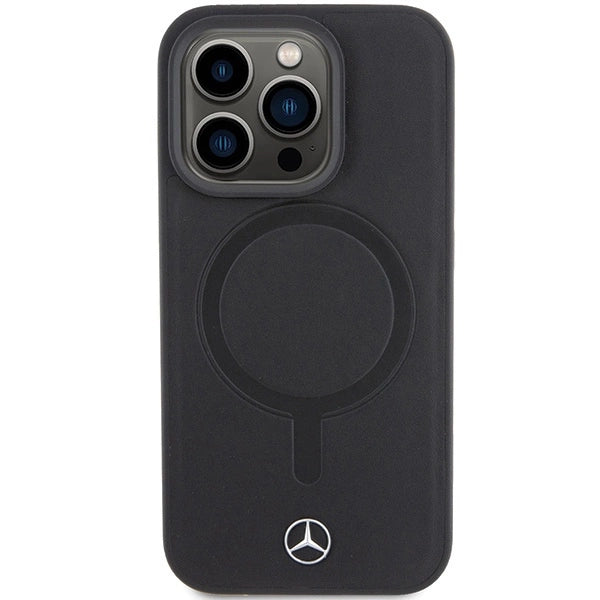 Husă Mercedes Smooth Leather MagSafe pentru iPhone 15 Pro Max – Negru
