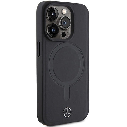 Husă Mercedes Smooth Leather MagSafe pentru iPhone 15 Pro Max – Negru