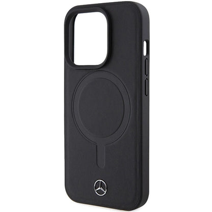Husă Mercedes Smooth Leather MagSafe pentru iPhone 15 Pro Max – Negru