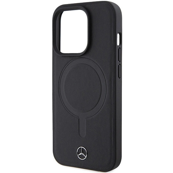 Husă Mercedes Smooth Leather MagSafe pentru iPhone 15 Pro Max – Negru