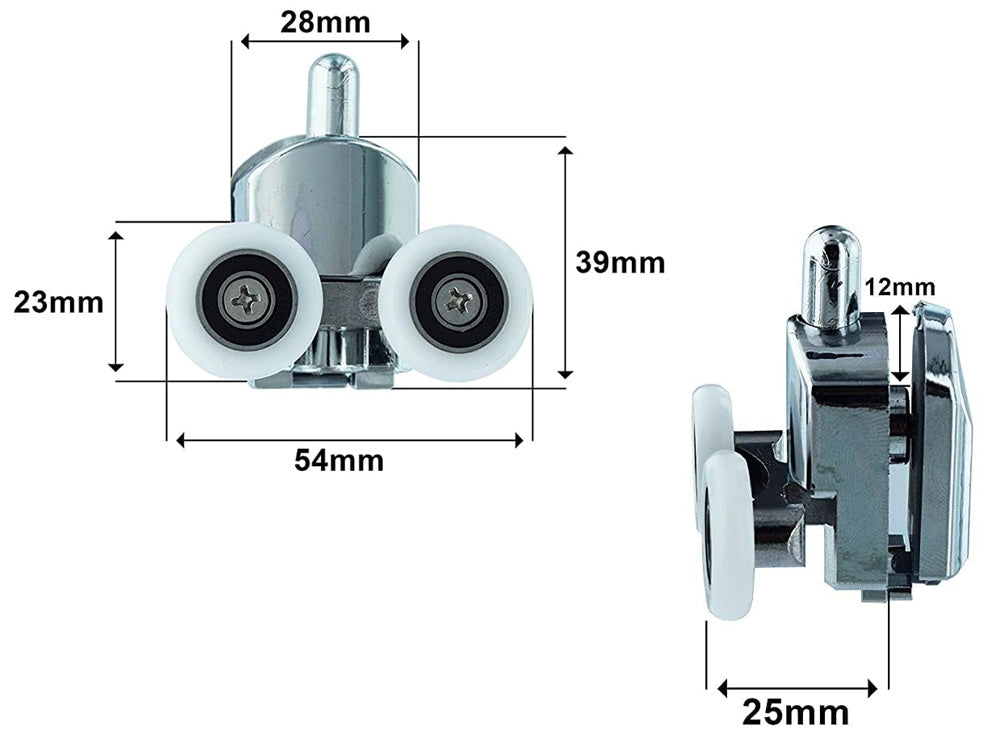 SET 8 ROȚI DUBLE INFERIOARE ȘI SUPERIOARE PENTRU CABINĂ DE DUȘ – 16 PIESE
