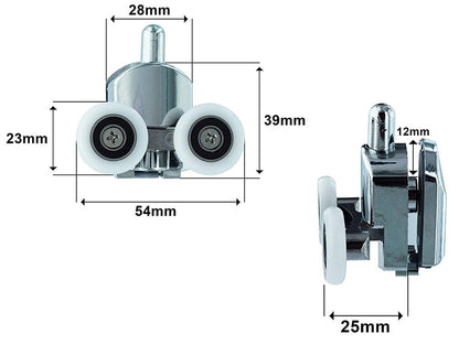 SET 8 ROȚI DUBLE INFERIOARE ȘI SUPERIOARE PENTRU CABINĂ DE DUȘ – 16 PIESE