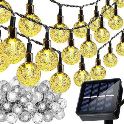 Ghirlanda Solară 12m IP65, Globuri Alb Cald