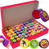 Set 60 stampile pentru copii, non toxice, modele cu animale si fete zambitoare, multicolor