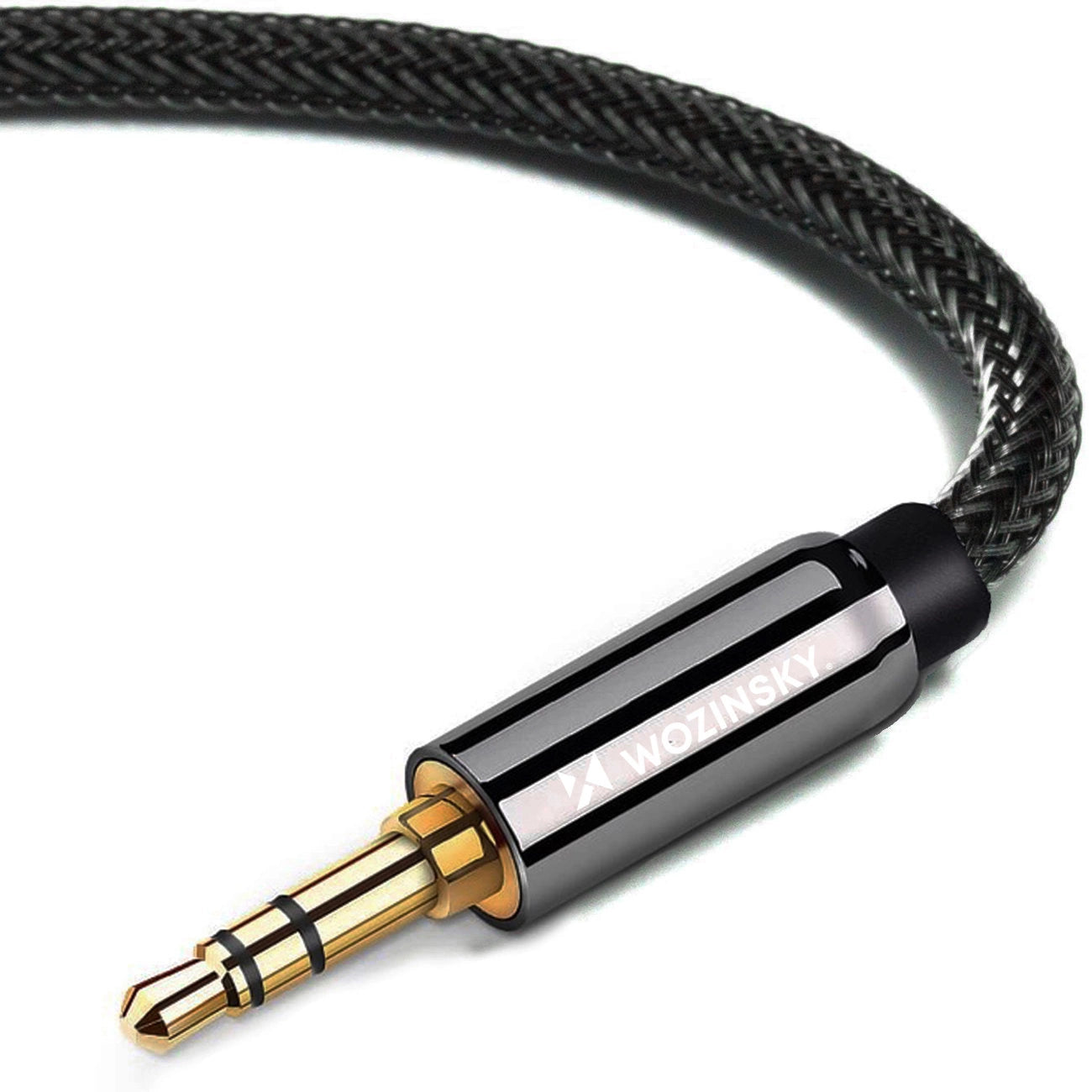 Cablu AUX Wozinsky Mini Jack 3.5mm, Conector Înclinat, 1.5m – Negru