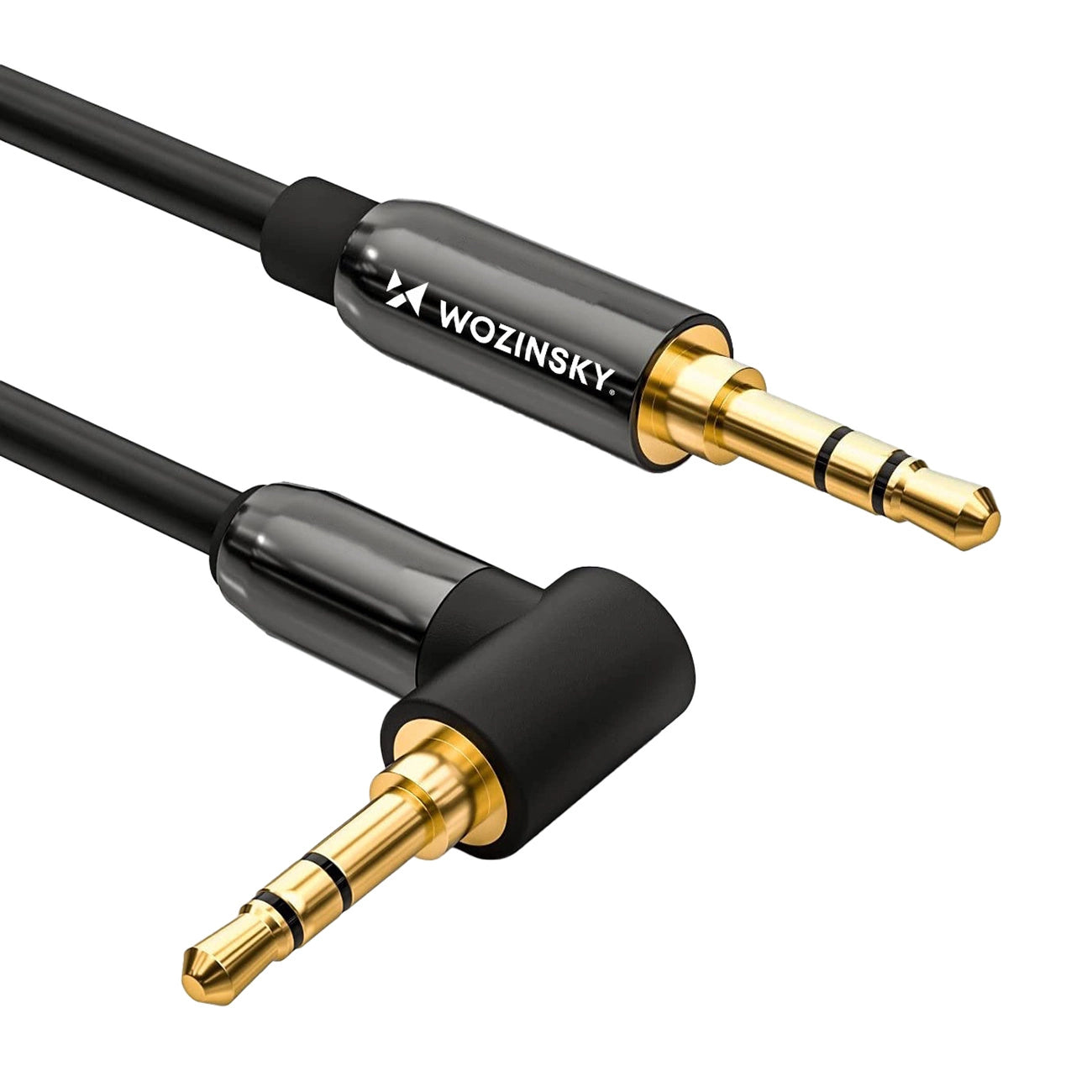 Cablu AUX Wozinsky Mini Jack 3.5mm, Conector Înclinat, 1.5m – Negru