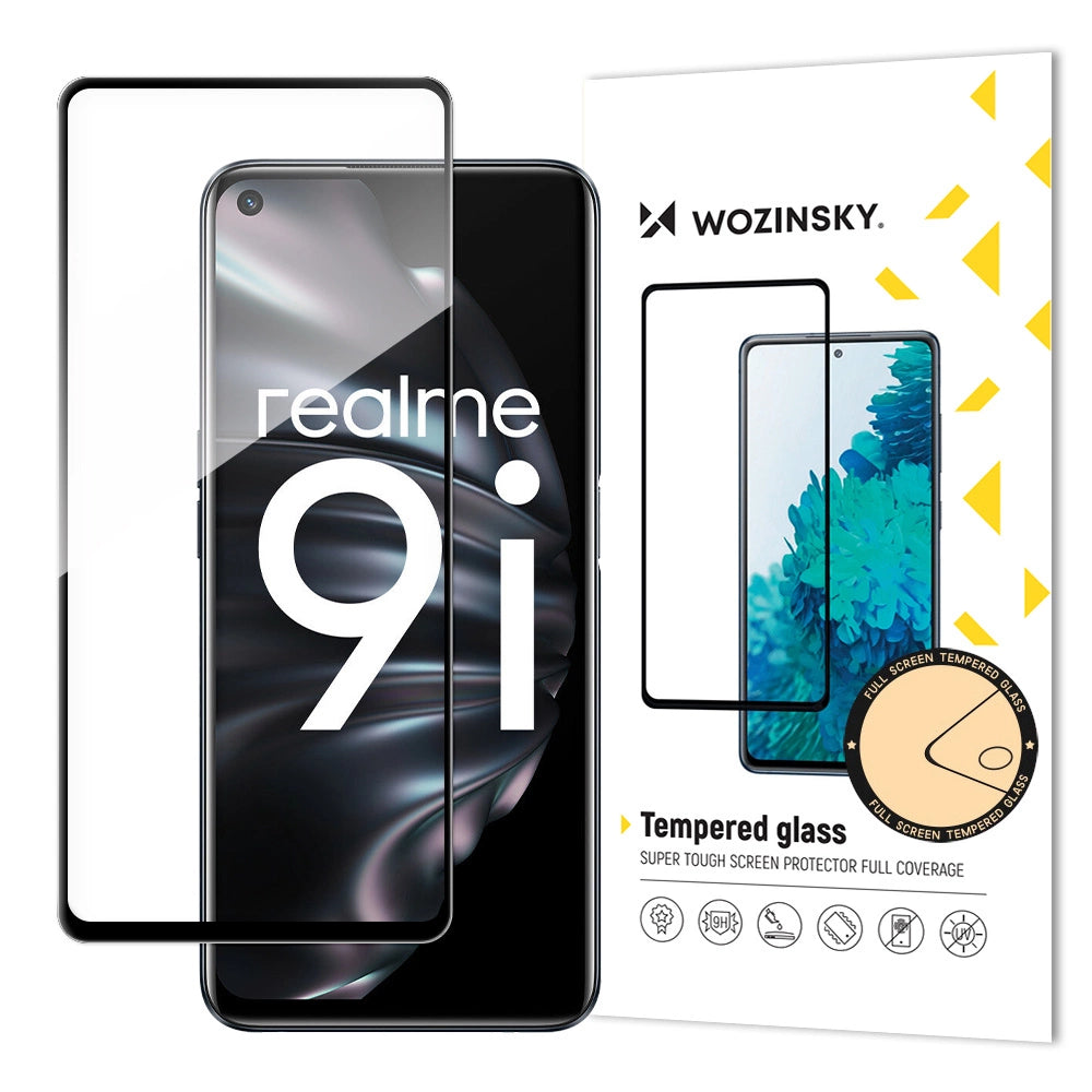 Folie sticlă Wozinsky Full Glue Super Tough pentru OPPO A76 / A36 / Realme 9i – Neagră