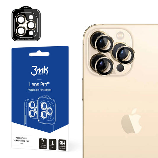 Protecție cameră 3mk Lens Protection Pro Series pentru iPhone 14 Pro / 14 Pro Max – Auriu