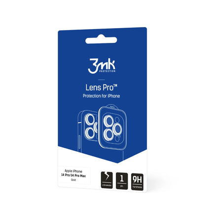 Sticlă de Protecție 3mk Lens Protection Pro™ pentru Cameră iPhone 14 Pro Max / 14 Pro – Gold