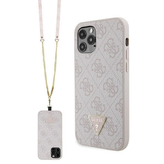 Husa Guess  iPhone 12 / 12 Pro - Pink Crossbody 4G Metal Logo