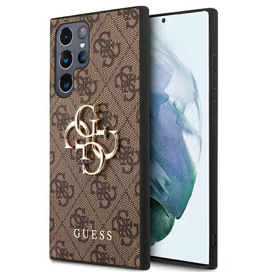 Husa Guess pentru S22 Ultra   4G Big Metal Logo -maro