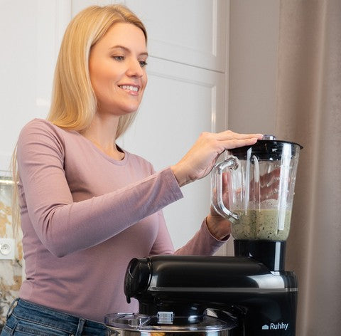 Robot 3 in 1 de bucătărie planetar cu blender 2200W,6.2 litri, cu blender si masina de tocat carne cu 6 viteze de putere