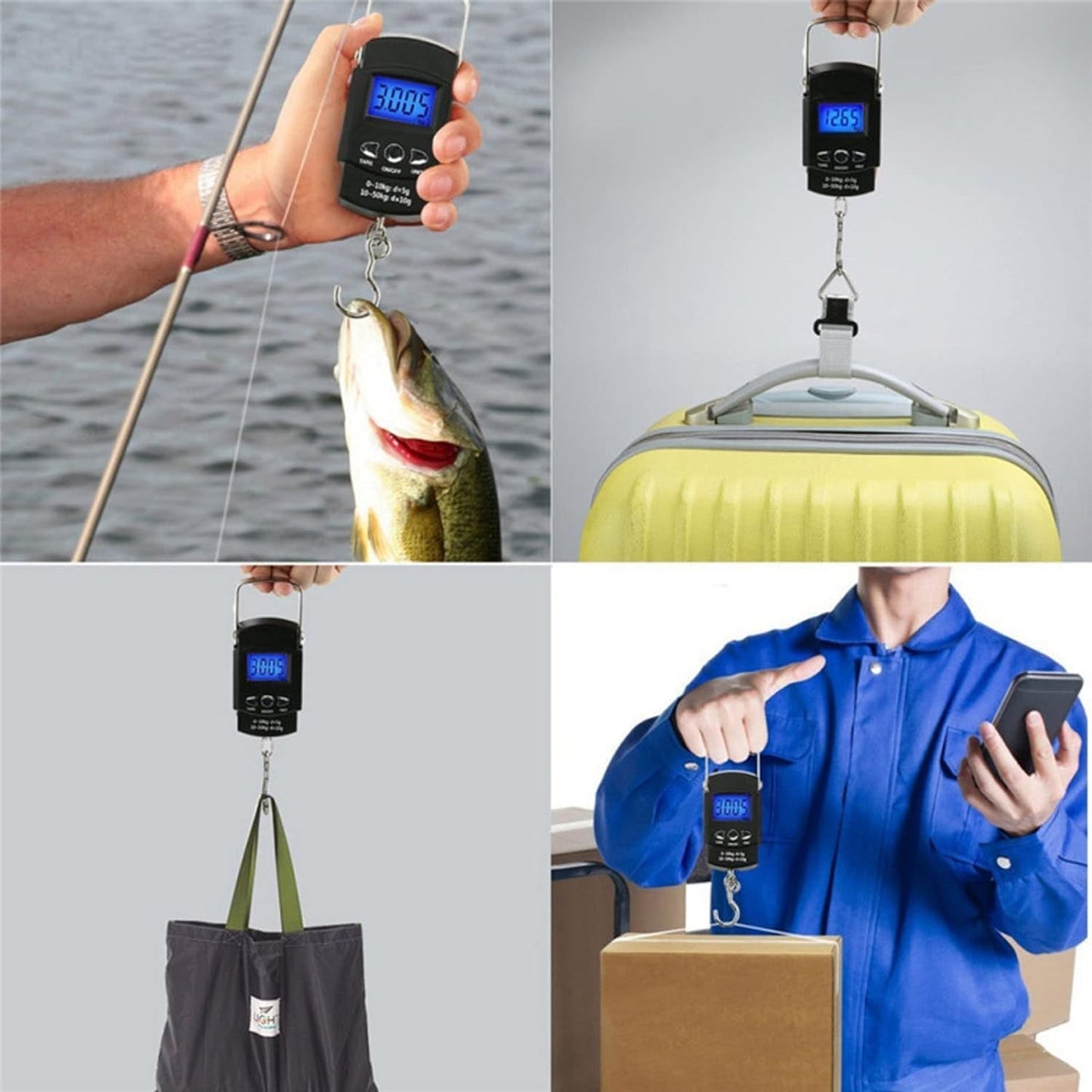 Cantar Digital de Mana cu Carlig, Flippy, Cantar Portabil, Pescuit, cu Maner, Capacitate 50 kg, cu Metru Incorporat, 20.5 x 6 x 2.5 cm, Negru-3