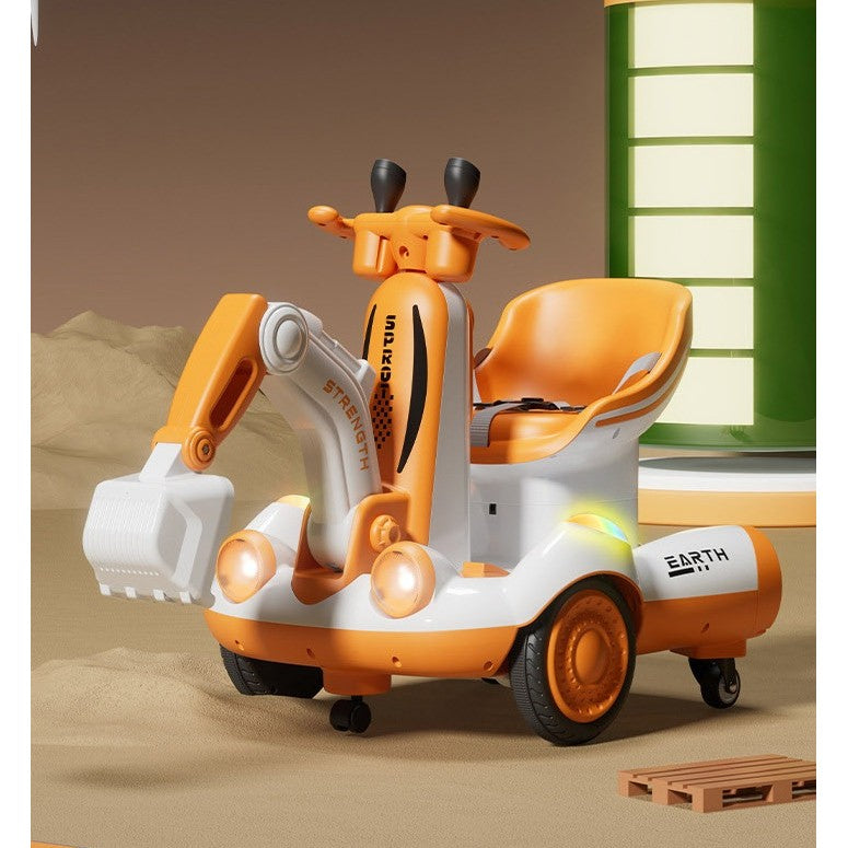 Excavator Electric, Flippy, pe 4 Roti Antiderapante, cu Telecomanda, Brat Controlat Electric, cu Telecomanda, +2 Ani, Galben-4