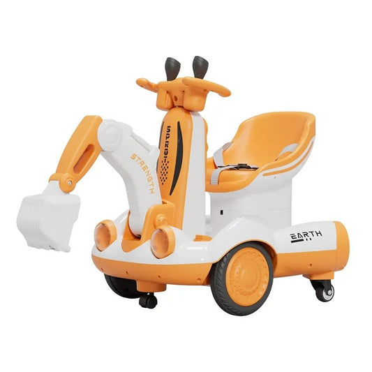 Excavator Electric, Flippy, pe 4 Roti Antiderapante, cu Telecomanda, Brat Controlat Electric, cu Telecomanda, +2 Ani, Galben-0