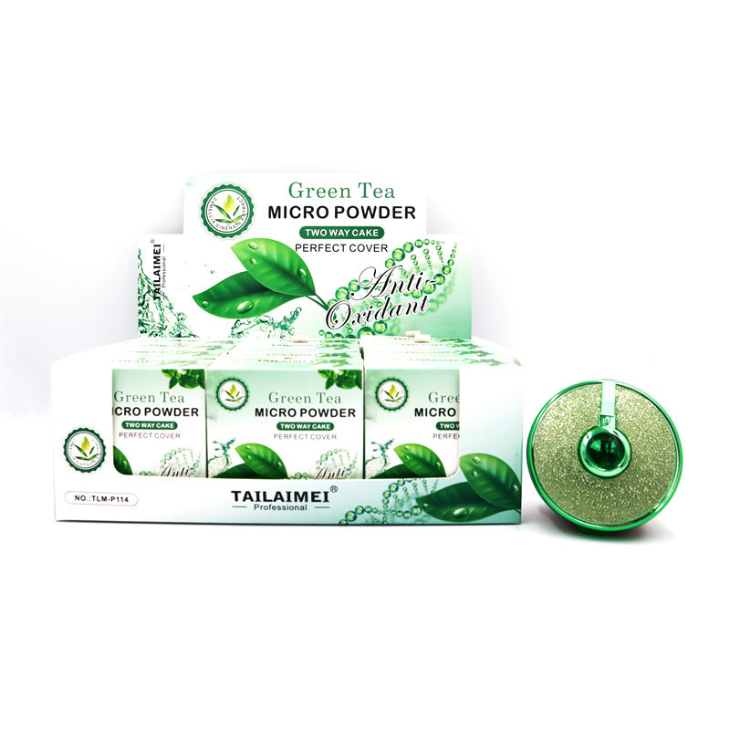 Pudră Compactă 2 în 1 - Pudră Mată și Pudră Iluminatoare - cu Extract de Ceai Verde