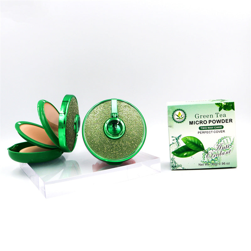 Pudră Compactă 2 în 1 - Pudră Mată și Pudră Iluminatoare - cu Extract de Ceai Verde