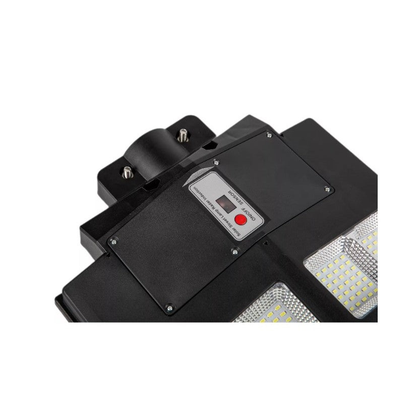 Lampa solara stradala Flippy, cu telecomanda, senzor de miscare si lumina, suport prindere, 640 LED-uri, IP65, ABS, 20AH, 400W, temperatura culoare 6500K, 59.7x34.8x7.2 cm, autonomie 10-12 ore, negru-1