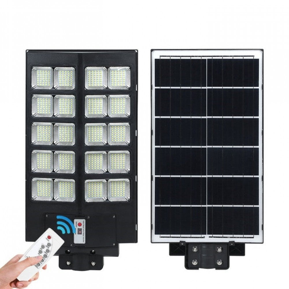 Lampa solara stradala Flippy, cu telecomanda, senzor de miscare si lumina, suport prindere, 800 LED-uri, IP65, ABS, 25AH, 500W, temperatura culoare 6500K, 67.6x34.8x7.2 cm, autonomie 10-12 ore, negru-1