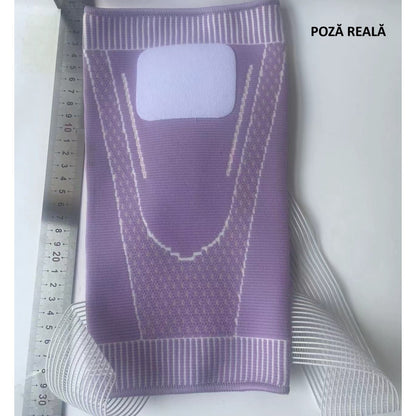 Orteza Elastica pentru Genunchi, Flippy, Ajustabila cu Bretele Elastice, Banda pentru Compresie, Material Respirabil, Marime L, Culoare Roz-8