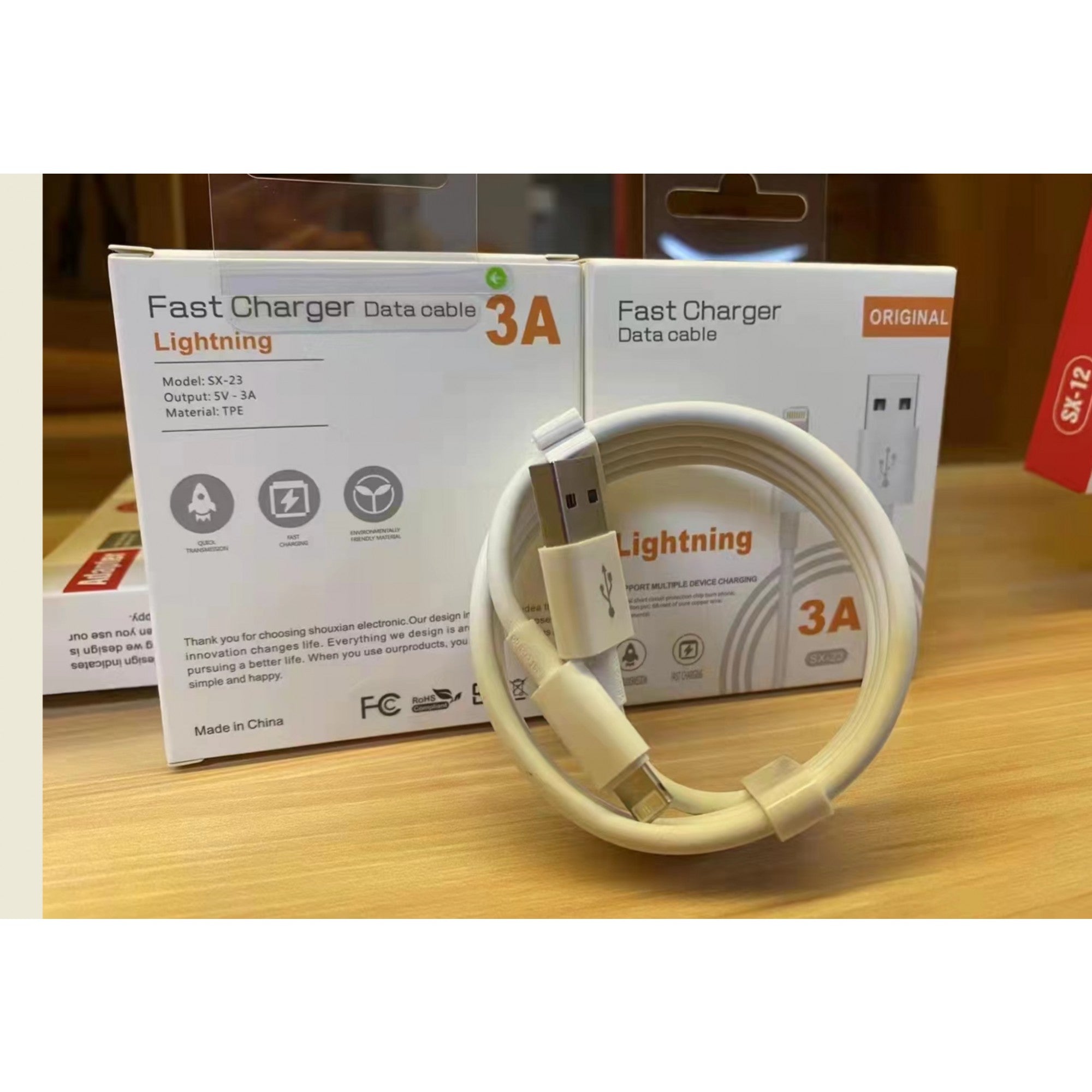 Cablu date / Incarcare compatibil Apple iPhone 5, 6, 6 Plus, 6S, 6S Plus, SE, 7, 7 Plus, 8, 8 Plus, X, XS, XS MAX, 11, 11PRO, 11 PRO MAX, seria iPhone 12, iPhone 13, iPhone 14, Flippy, 1 m, model SX-23, 5V, 3A, TPE, Alb-1