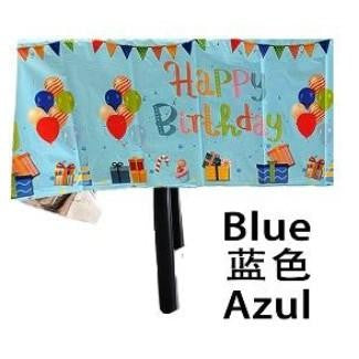 Fata de masa din folie, cu Happy birthday, albastra+137*183cm-0