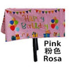 Fata de masa din folie, cu Happy birthday, roz+137*274cm-0