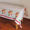 Fata de masa dreptunghiulara Flippy, PVC, 2.5 mm grosime, imprimeu Mos Craciun, potrivit pentru Craciun, utilizare multipla, 180 x 108 cm, alb-0