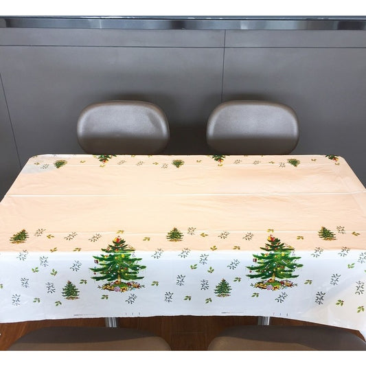 Fata de masa dreptunghiulara Flippy, PVC, 2.5 mm grosime, imprimeu braduri, potrivit pentru Craciun, utilizare multipla, 180 x 108 cm, alb-1