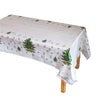 Fata de masa dreptunghiulara Flippy, PVC, 2.5 mm grosime, imprimeu braduri, potrivit pentru Craciun, utilizare multipla, 180 x 108 cm, alb-0