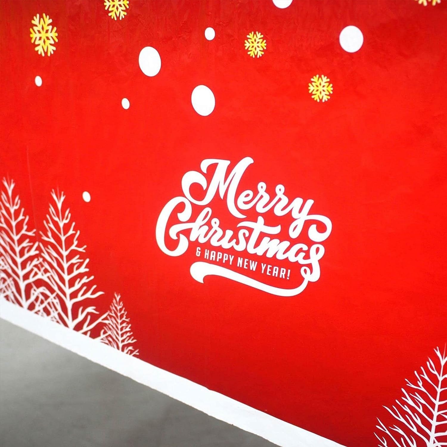 Fata de masa dreptunghiulara Flippy, PVC, 2.5 mm grosime, imprimeu Merry Christmas, potrivit pentru Craciun, utilizare multipla, 180 x 108 cm, alb-3