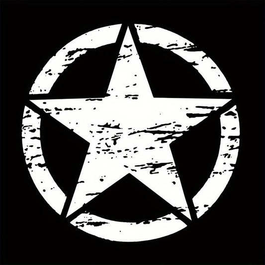 Sticker autoadeziv pentru vehicule Off Road, model "Rusted Army Star", dimensiune 50 x 50 cm, culoare Alba-1