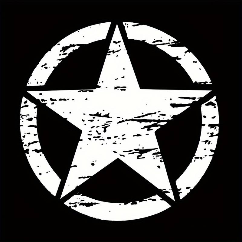 Sticker autoadeziv pentru vehicule Off Road, model "Rusted Army Star", dimensiune 50 x 50 cm, culoare Alba-1