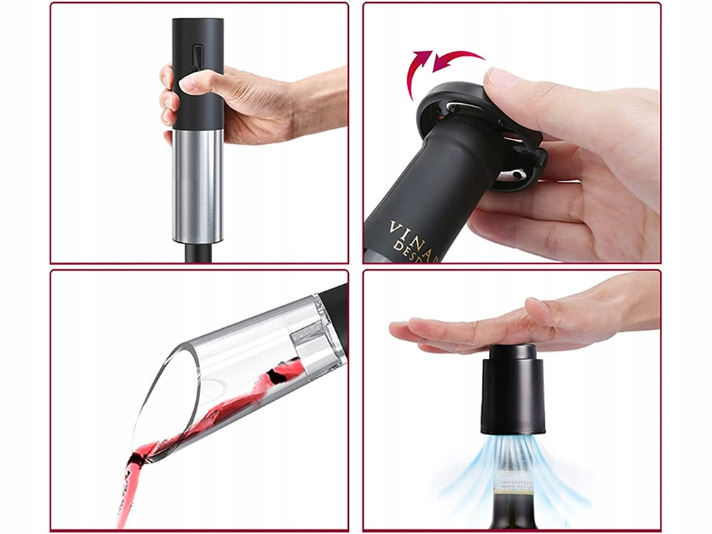 Set Accesorii Vin 4 în 1, cu Tirbușon Electric și Încărcare USB
