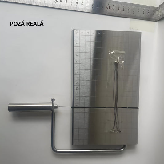 Feliator de Branza, Flippy, din Otel Inoxidabil, 15 Fire de Rezerva, Maner Ergonomic, Scara de Masurare, 24x21cm, Argintiu-1