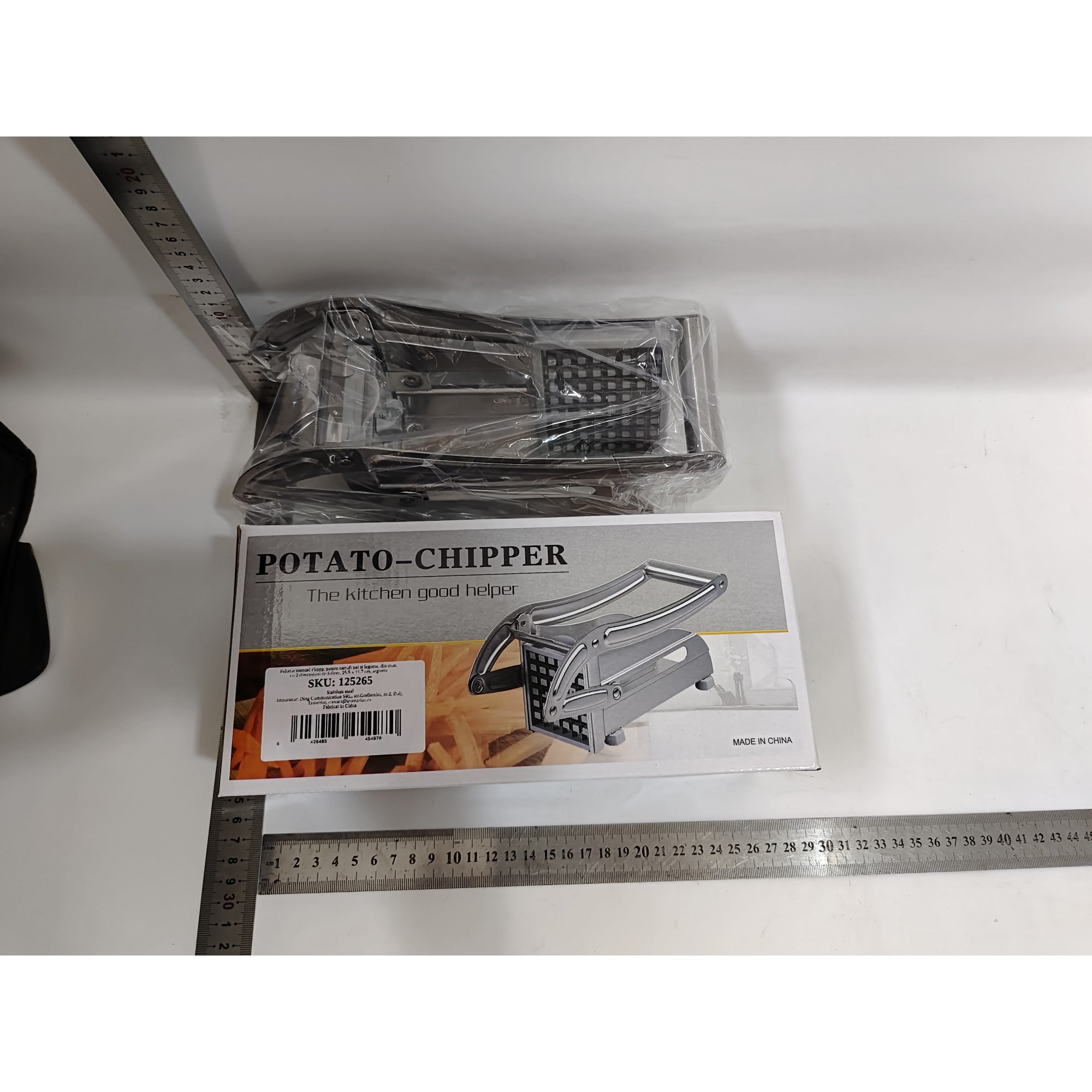 Feliator manual Flippy, pentru cartofi pai si legume, din inox, cu 2 dimensiuni de feliere, 25.5 x 11.7 cm, argintiu-11