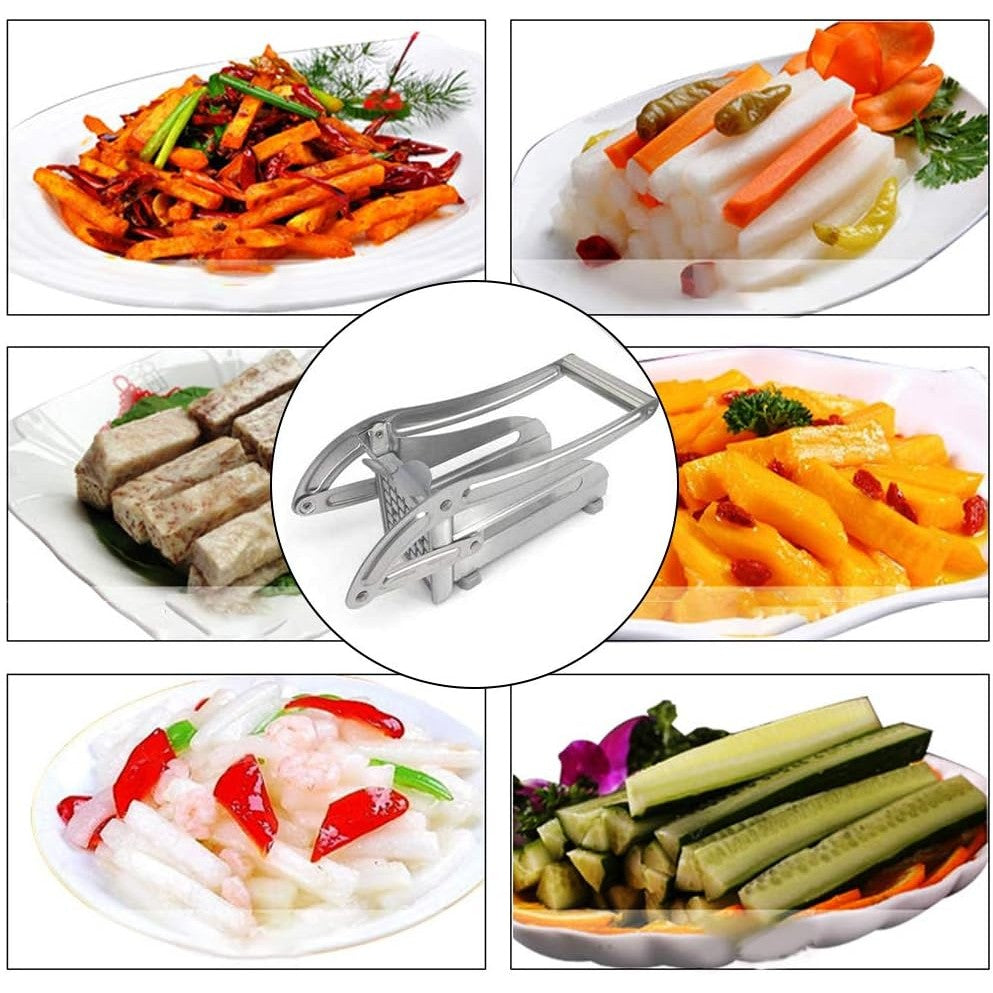 Feliator manual Flippy, pentru cartofi pai si legume, din inox, cu 2 dimensiuni de feliere, 25.5 x 11.7 cm, argintiu-6