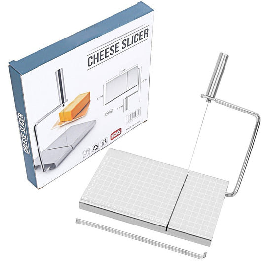 Feliator manual Flippy, pentru cascaval, salam, prajituri, unt, din otel inoxidabil, usor de curatat si utilizat, 5 lame de schimb incluse, picioare antiderapante, 21 x 12.2 x 2.8 cm, argintiu-1