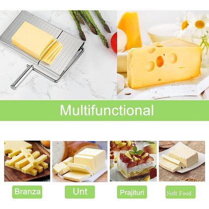 Feliator manual Flippy, pentru cascaval, salam, prajituri, unt, din otel inoxidabil, usor de curatat si utilizat, 5 lame de schimb incluse, picioare antiderapante, 21 x 12.2 x 2.8 cm, argintiu-5