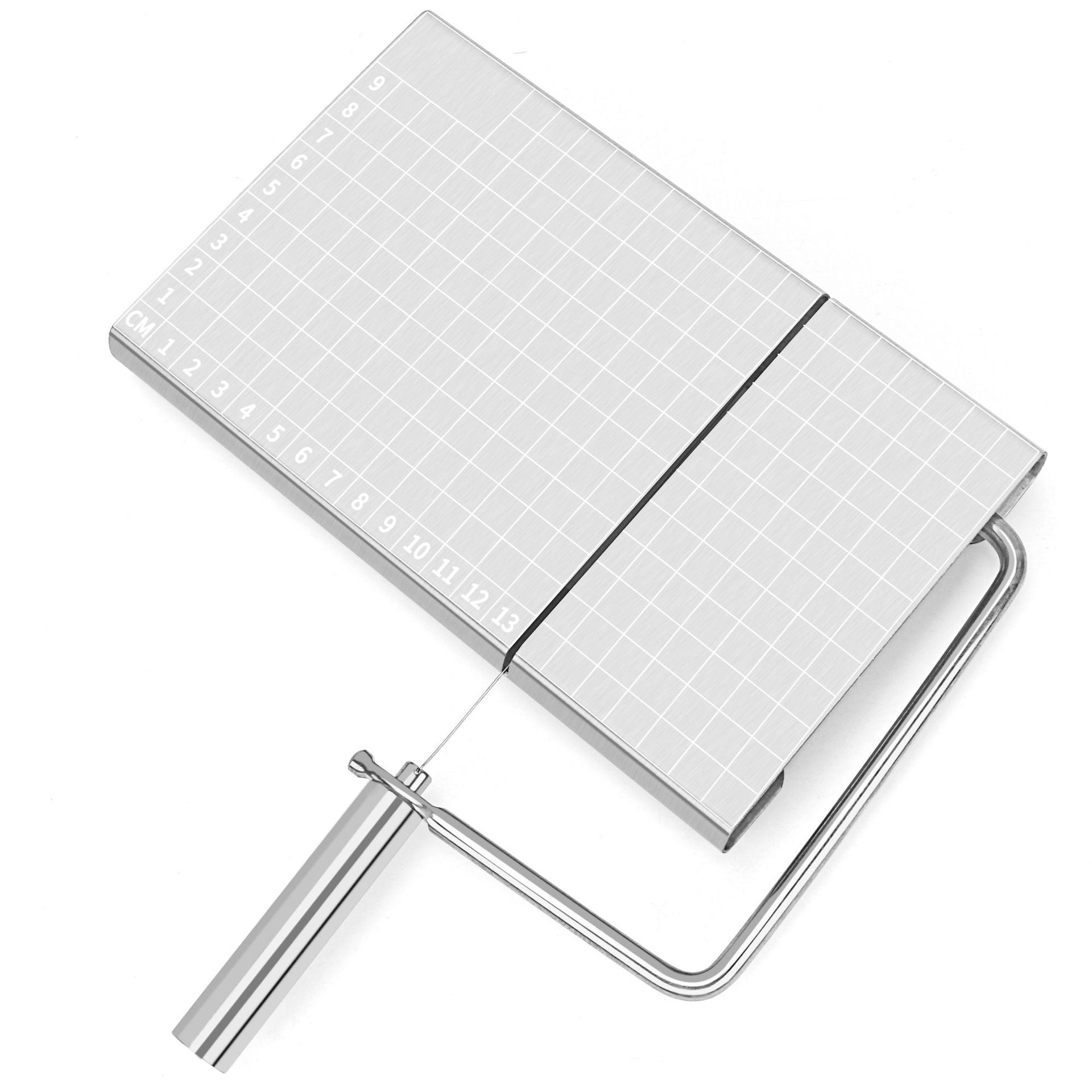 Feliator manual Flippy, pentru cascaval, salam, prajituri, unt, din otel inoxidabil, usor de curatat si utilizat, 5 lame de schimb incluse, picioare antiderapante, 21 x 12.2 x 2.8 cm, argintiu-0