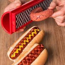 Feliator manual pentru hot-dog Flippy, crestare carnati si hot-dog, manual, potrivit pentru gratar, 29.5 x 6.5 cm, din inox si ABS, rosu-3