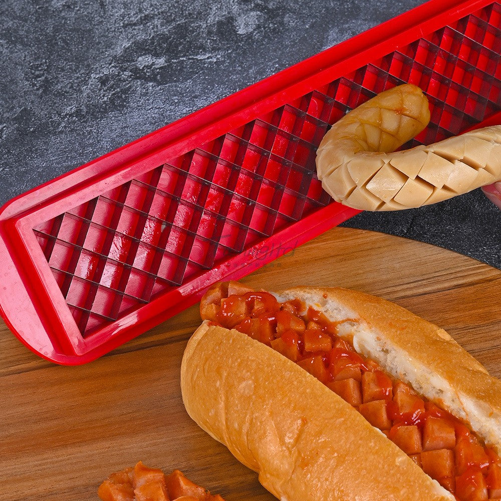 Feliator manual pentru hot-dog Flippy, crestare carnati si hot-dog, manual, potrivit pentru gratar, 29.5 x 6.5 cm, din inox si ABS, rosu-6
